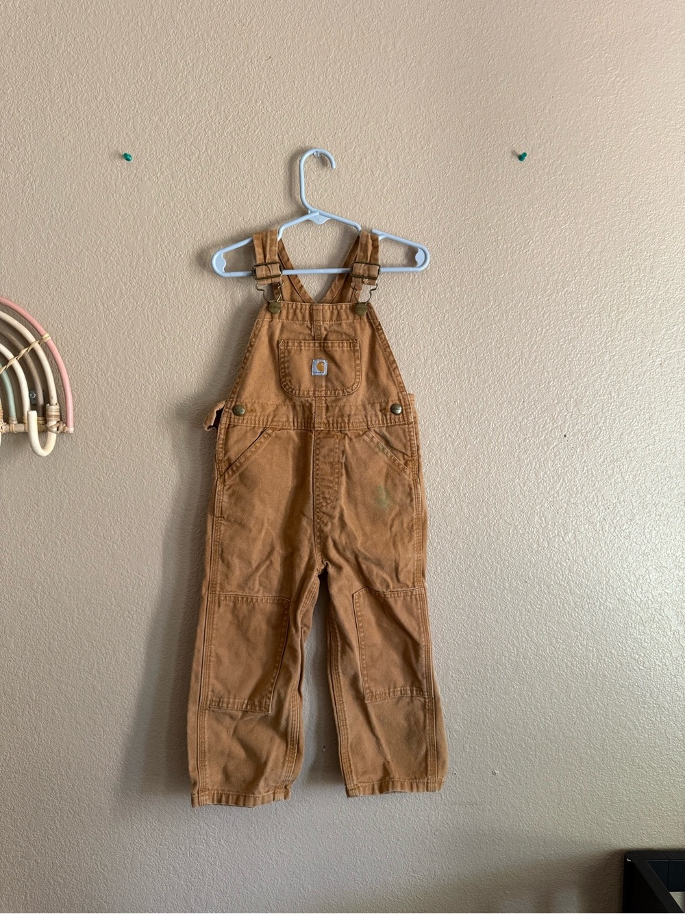 Carhartt Double Knee Tan Toddler Overalls